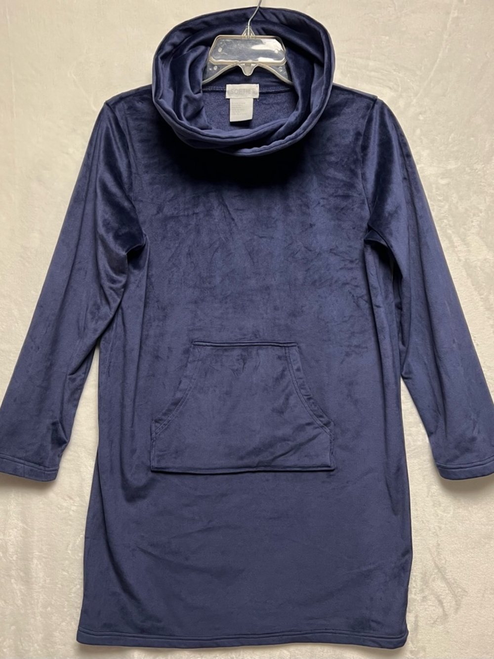 SOFTIES L/S Navy Snuggles Lounger Pullover with Loose Tulip Lined Collar- Sz S/M
